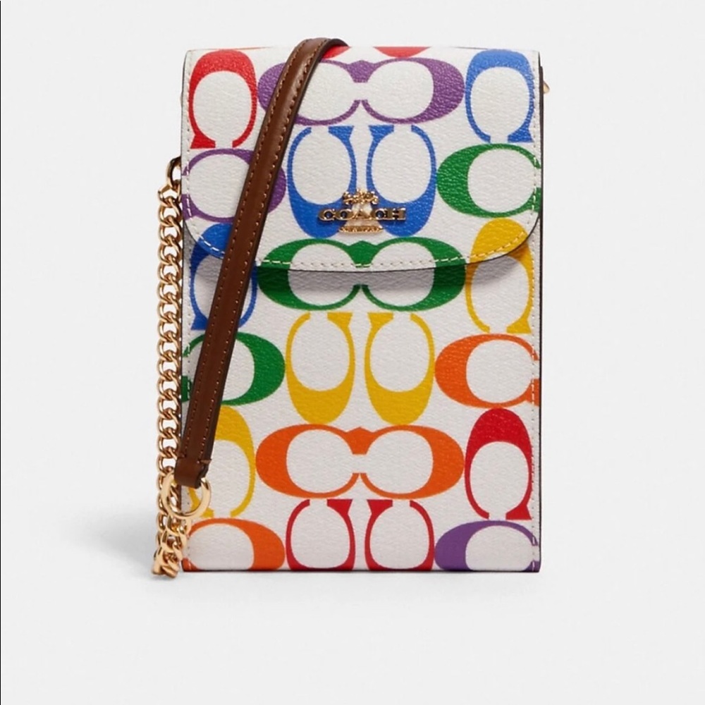 ***SOLD***Coach X Pride Rachel Phone Crossbody In Rainbow Signature Canvas 2398